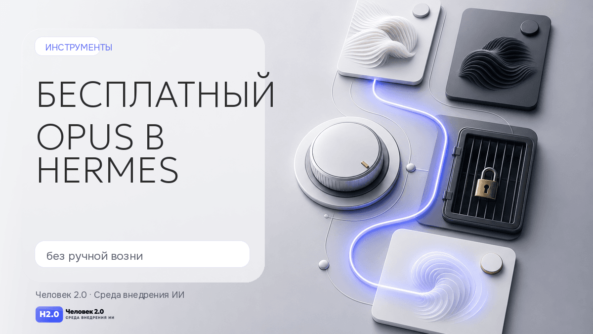 Обложка статьи: Бесплатный Opus 4.8 в Hermes без ручной возни