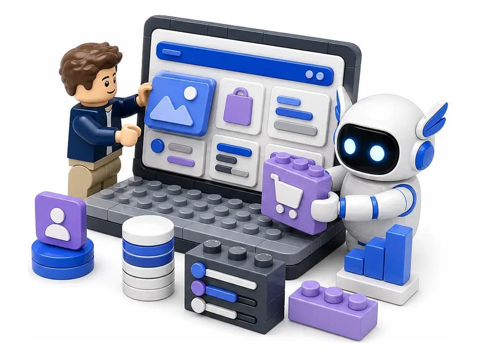 LEGO-сцена Human20: агент помогает человеку работать с сайтом, данными и материалами